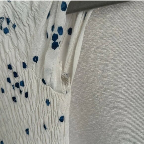 Santa Monica Pier Blue and White Print Off-the-Shoulder Dress - Picture 3 of 16